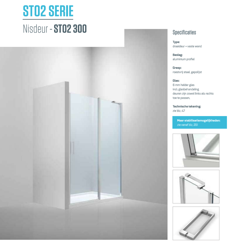 Deur + vaste wand aluminium 90cm
