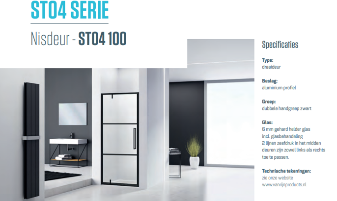 Draaideur zwart 90cm