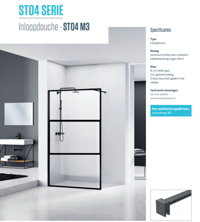 Inloopdouche zwart 100cm