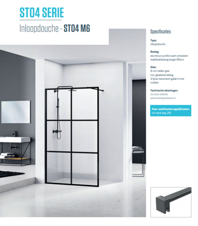 Inloopdouche zwart 90cm