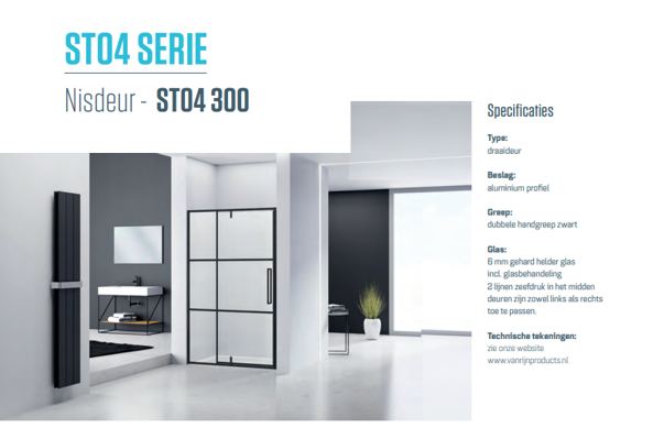 Draaideur zwart 300cm