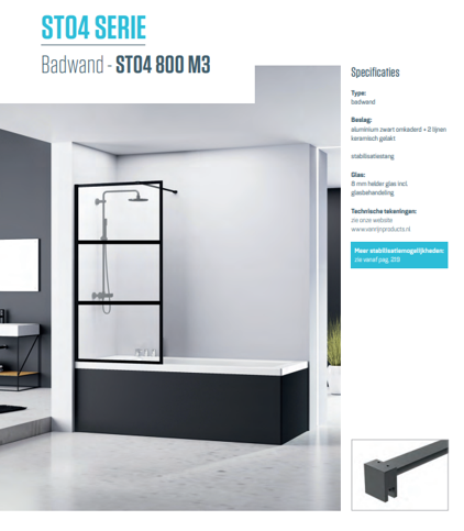 Inloopdouche zwart 800cm